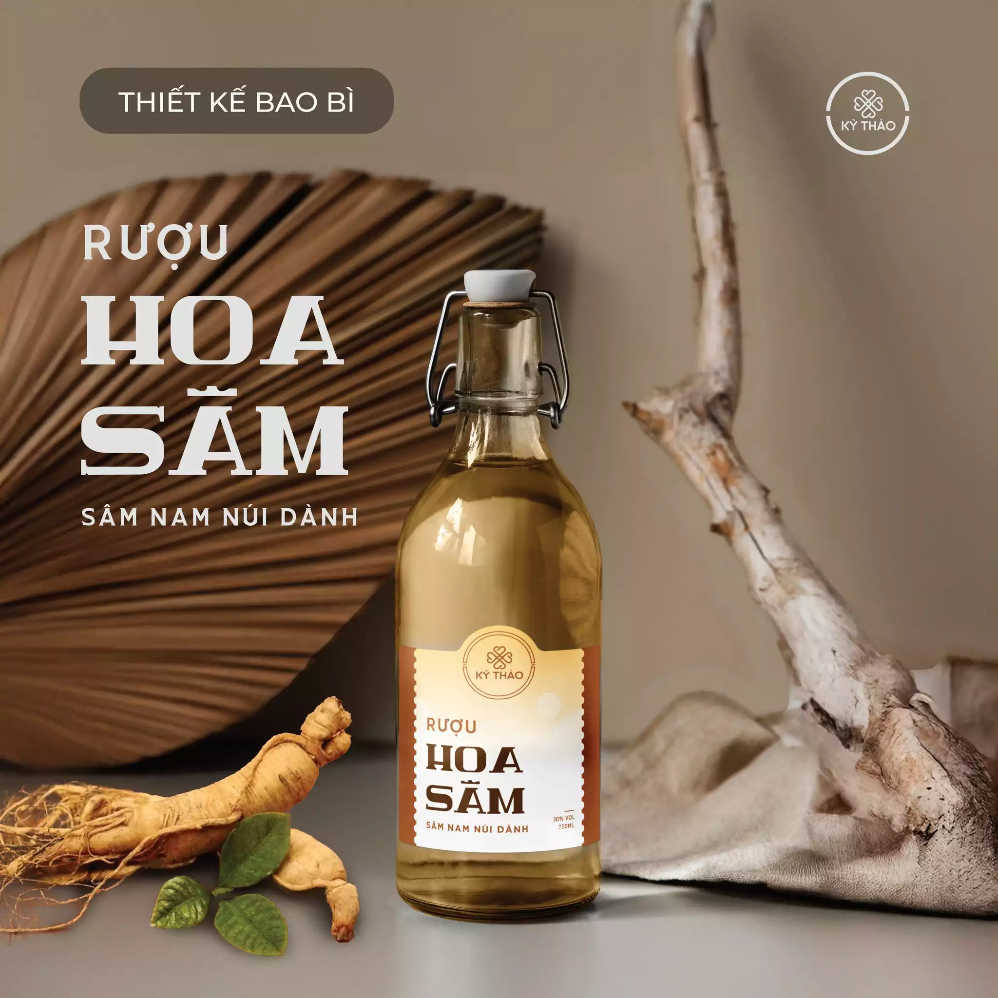 THIẾT KẾ TEM NHÃN DỰ ÁN RƯỢU HOA SÂM