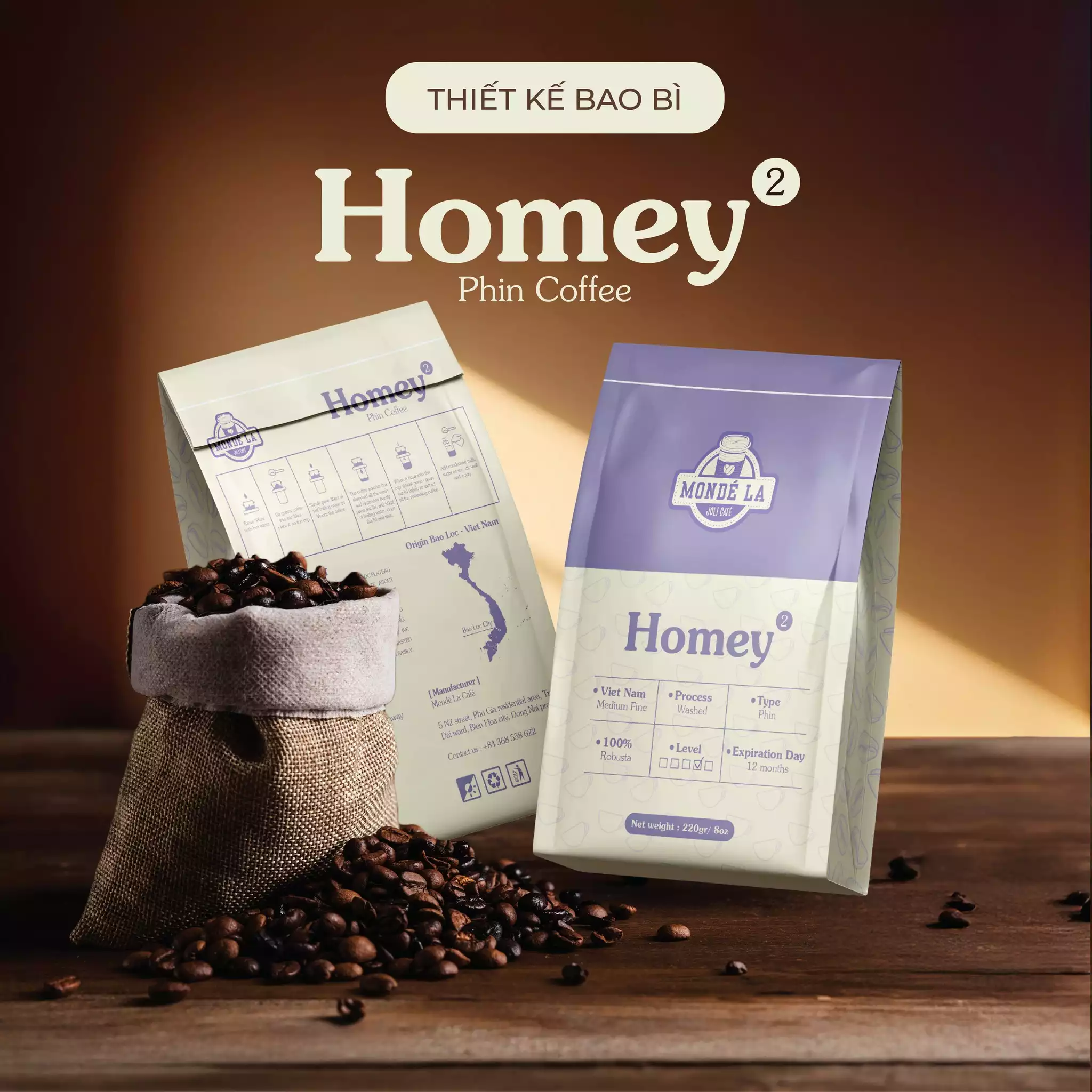 THIẾT KẾ BAO BÌ DỰ ÁN HOMEY PHIN COFFEE