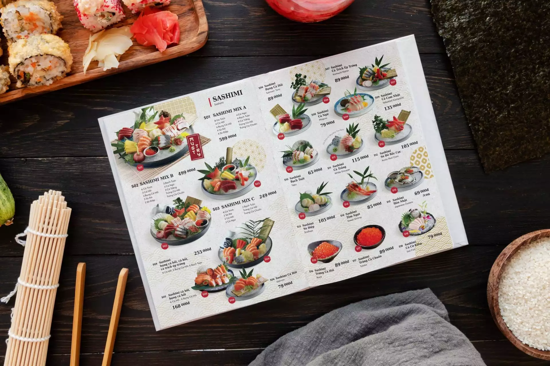 Gợi ý phối màu thiết kế menu nhà hàng Nhật chuẩn vibe