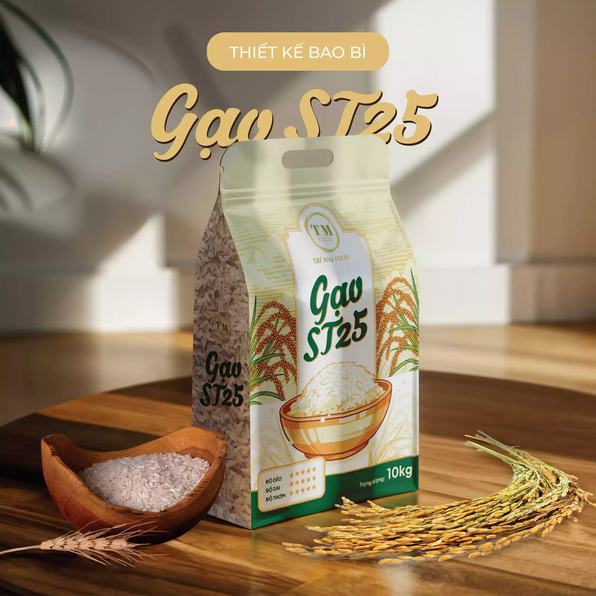 THIẾT KẾ BAO BÌ DỰ ÁN GẠO ST25 TRI MAI